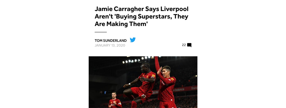 Carragher - 'Once you've got (recruited) that Player, you've got to improve them'. A.S. Junior Elite could not agree more! Nuture NOT Nature & NO stockpiling of Players!